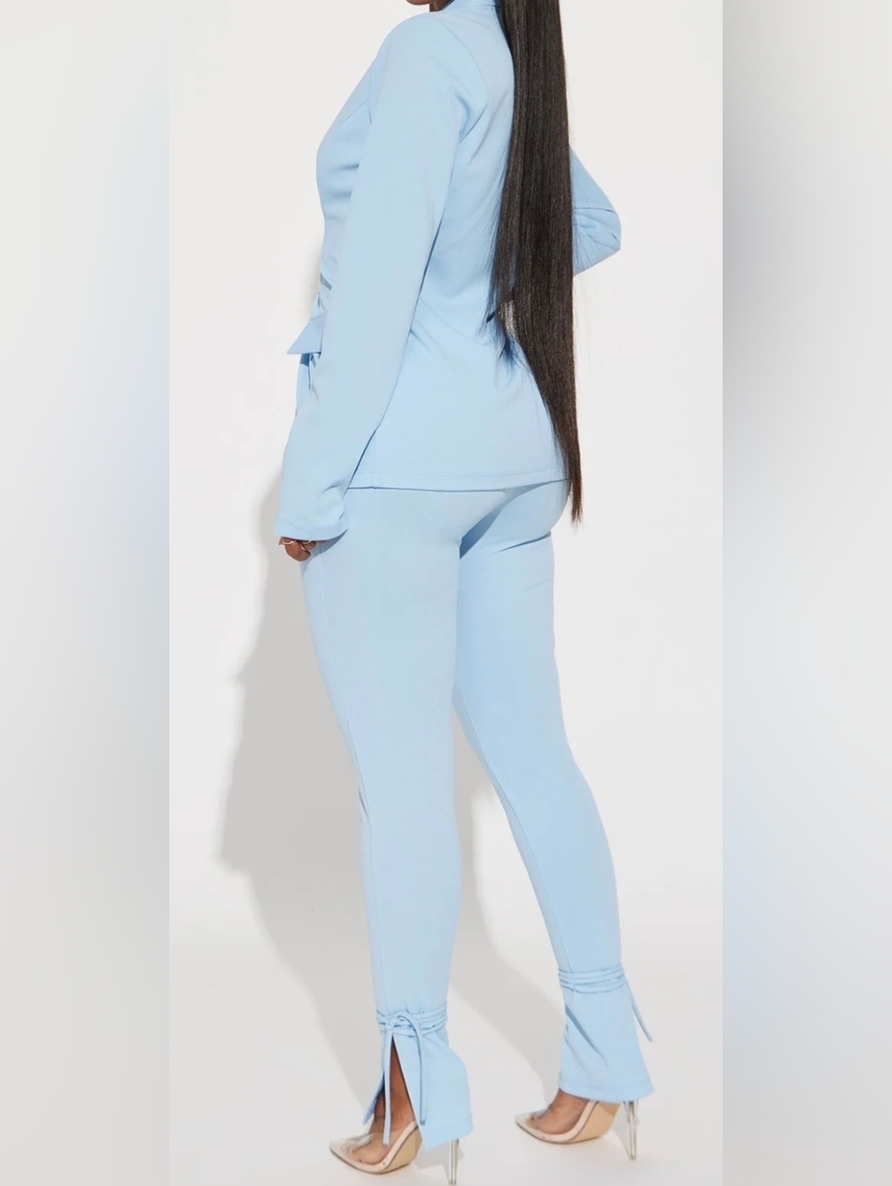 Tailored High-Waist Ankle Pants in Light Blue - Picture 2 of 3